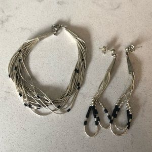 Silver Bead Earrings & Bracelet NWOT ❤️